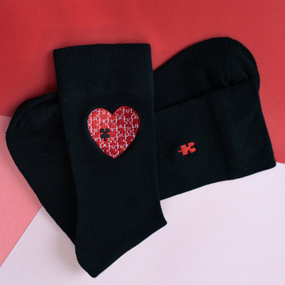 Bamboo Valentines Puzzle Heart Socks - Toetal Solemates!